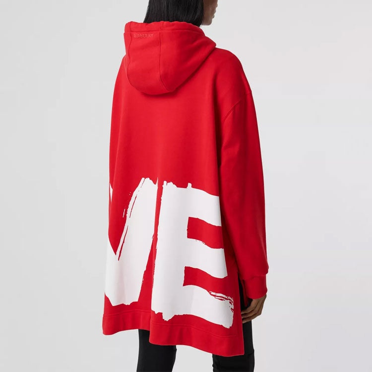 (WMNS) Burberry Love Printing Loose Hoodie Red 80381291 - 3