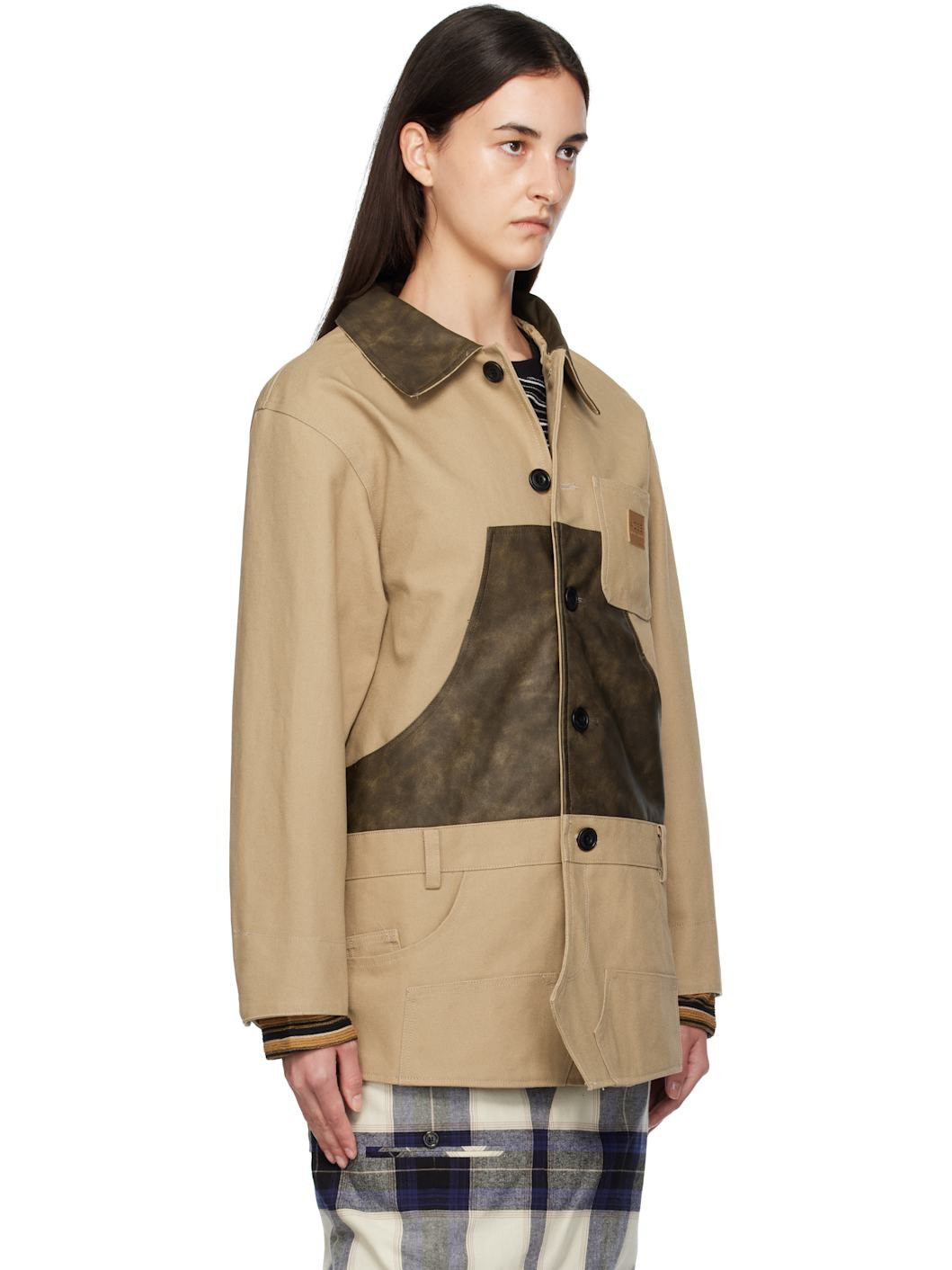 Beige Carpenter Shorts Inserted Coat - 2