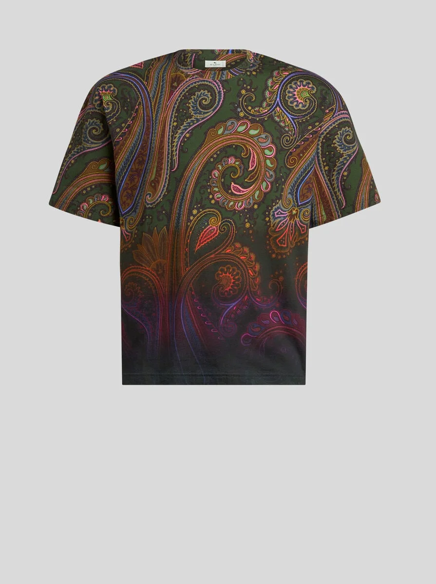 COTTON JERSEY T-SHIRT WITH DEGRADÉ PAISLEY MOTIF - 1