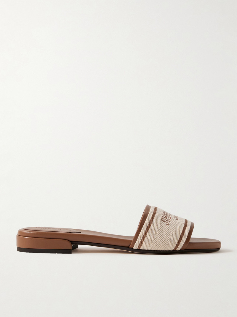 Joa Canvas And Leather Slides 1