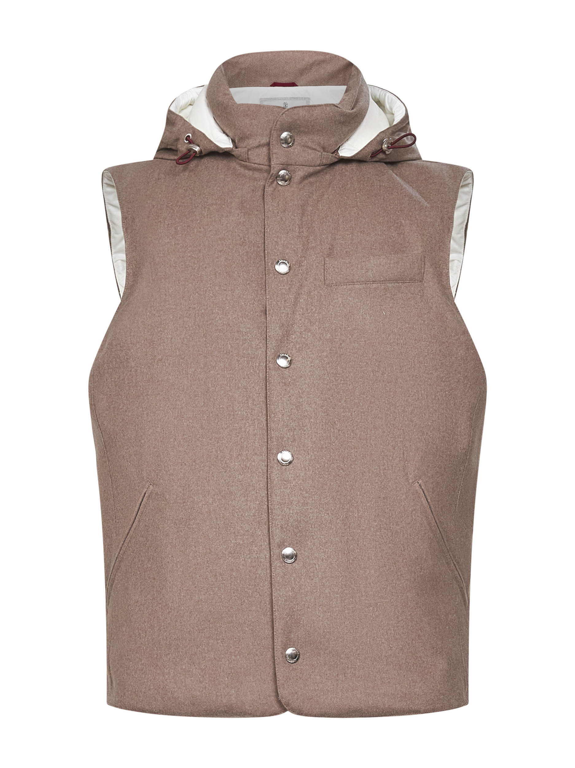 Clay wool padded hooded vest - 1