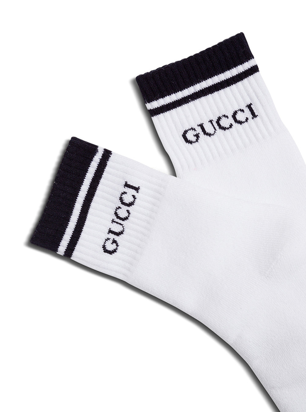 Gucci Men Gucci Man's Black And White Cotton Socks With Logo - 2