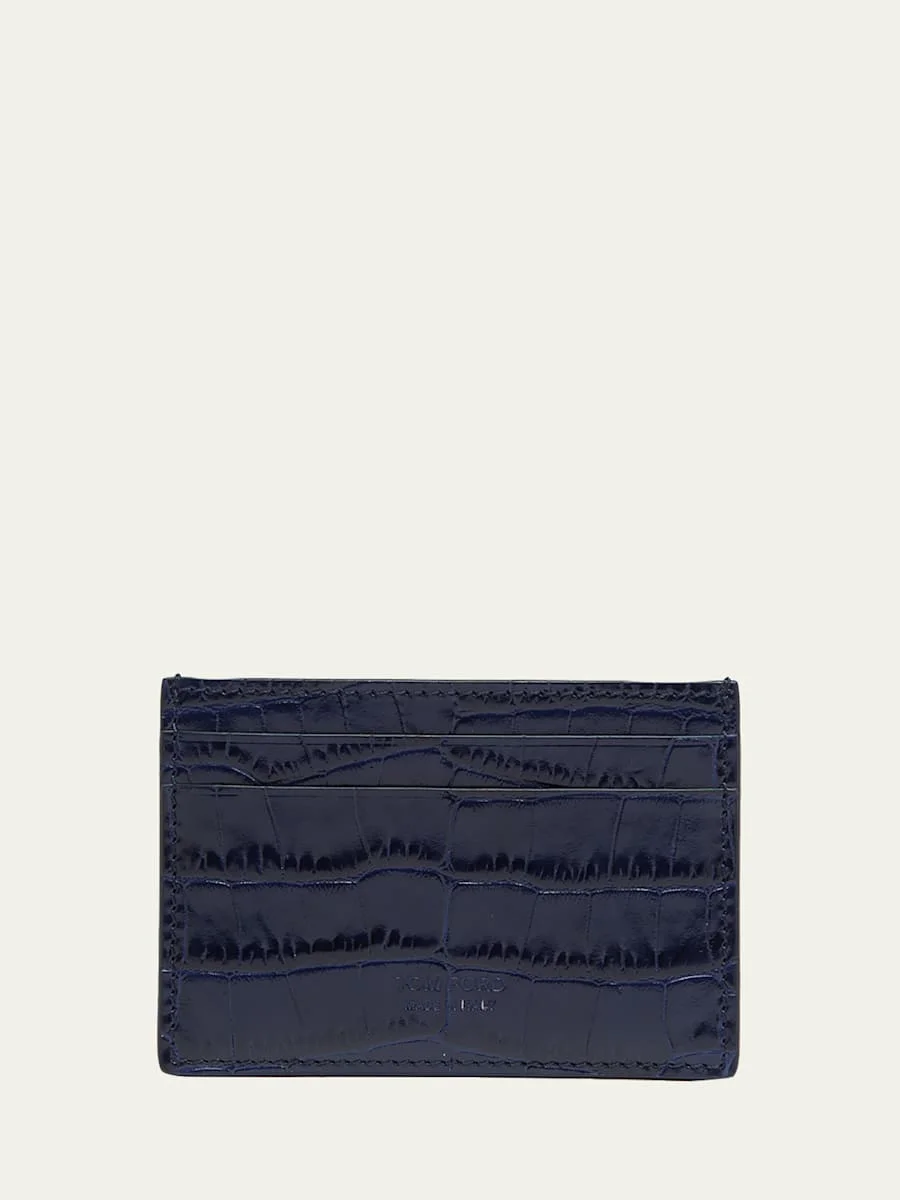 Men's Exotic Line Croc-Effect Card Holder - 1