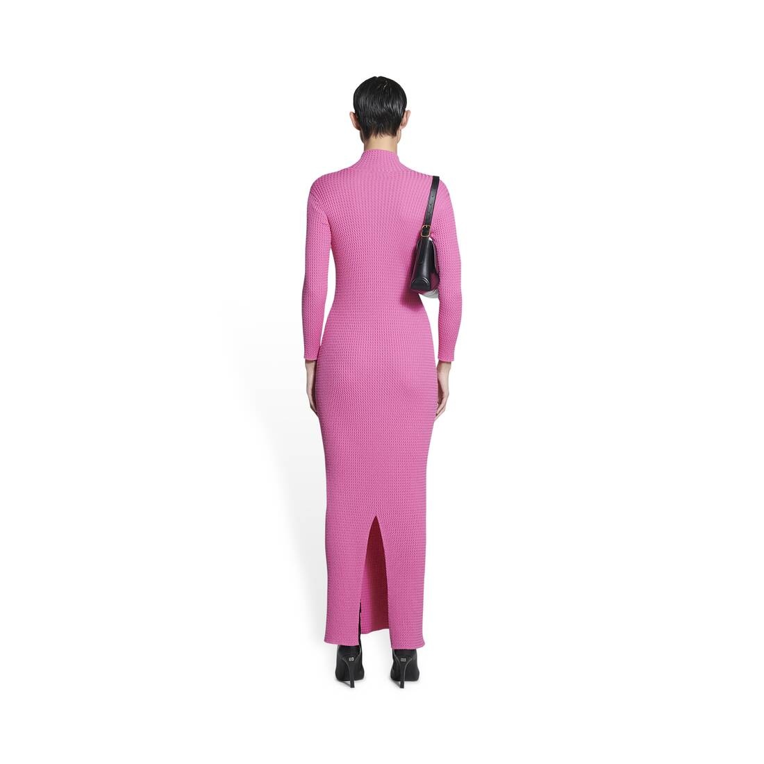 Women's Fitted Dress in Pink - 4
