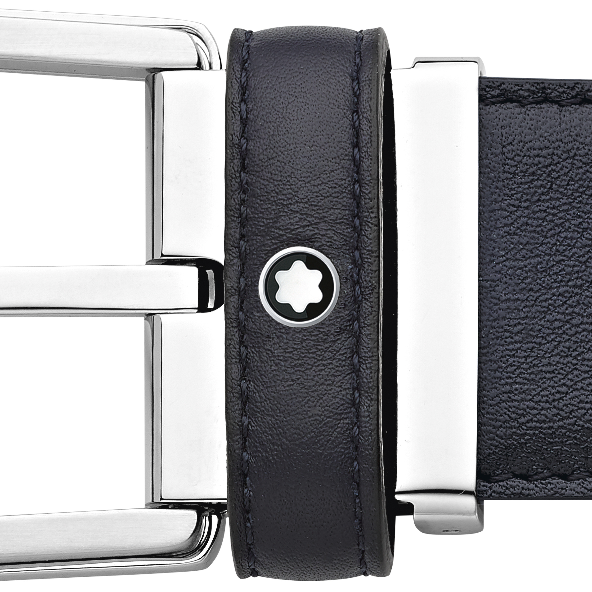 Horseshoe buckle blue 35 mm leather belt - 2