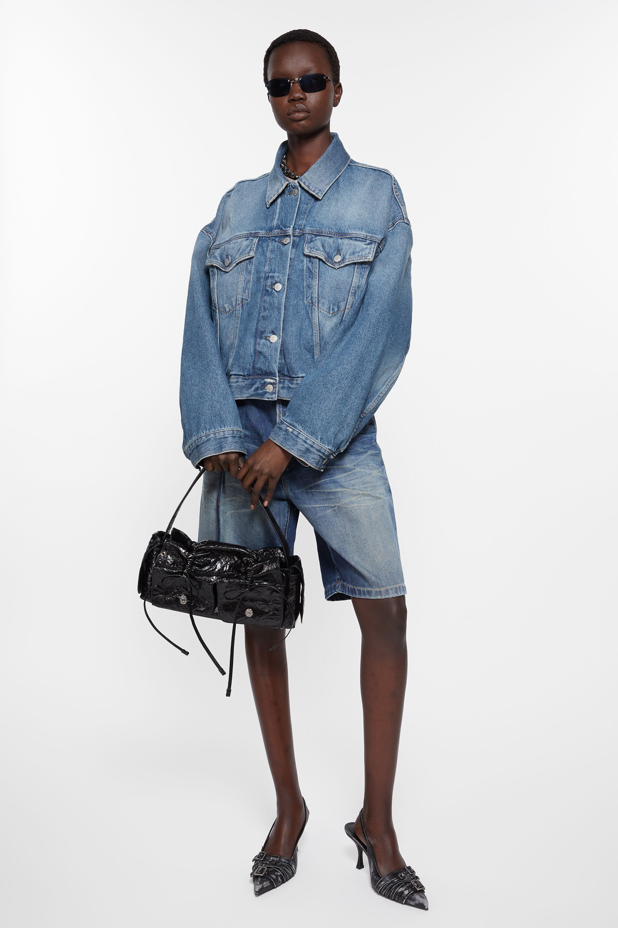 Denim jacket - Relaxed cropped fit - Mid Blue - 5