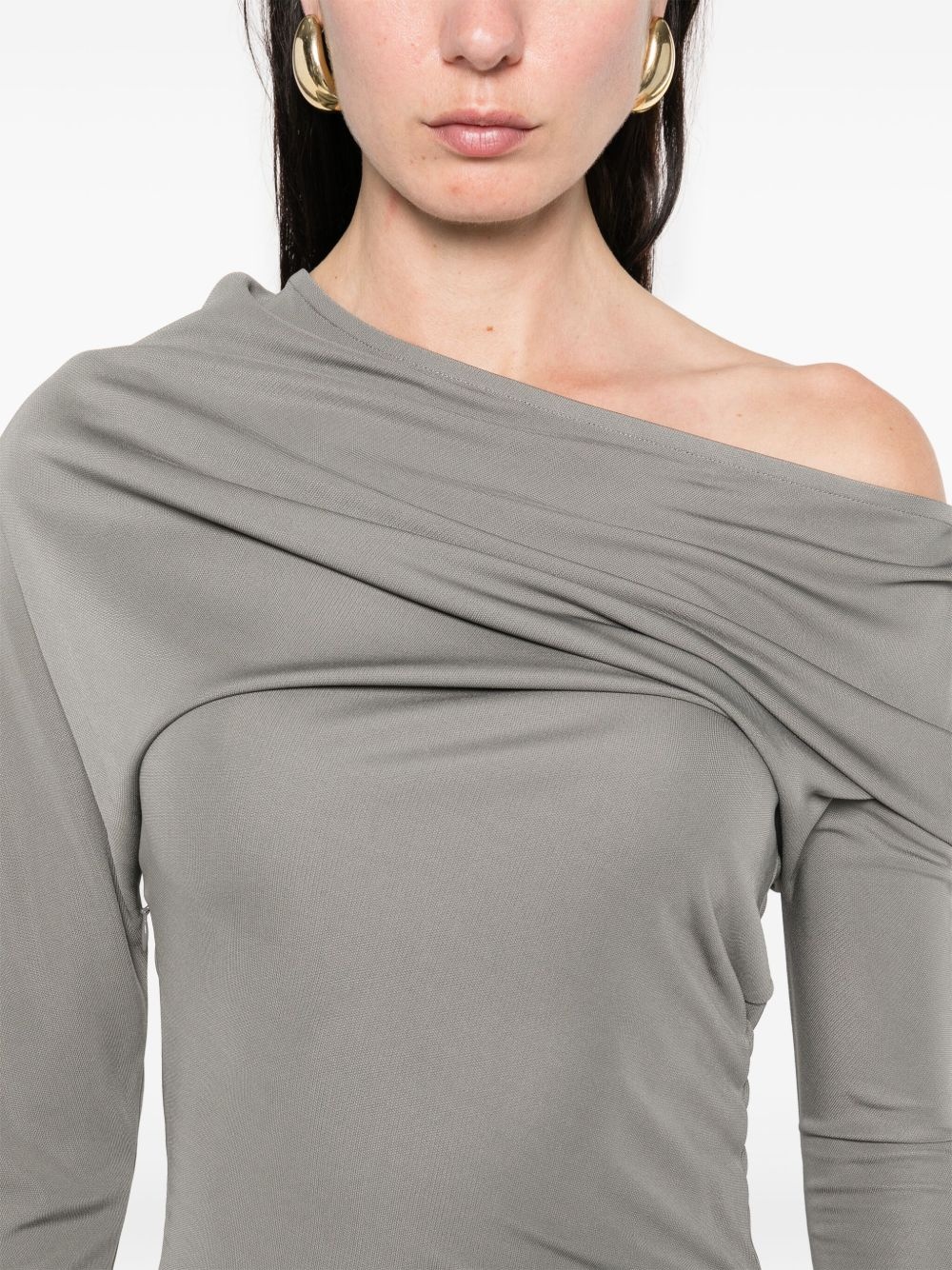 one-shoulder draped maxi dress - 5