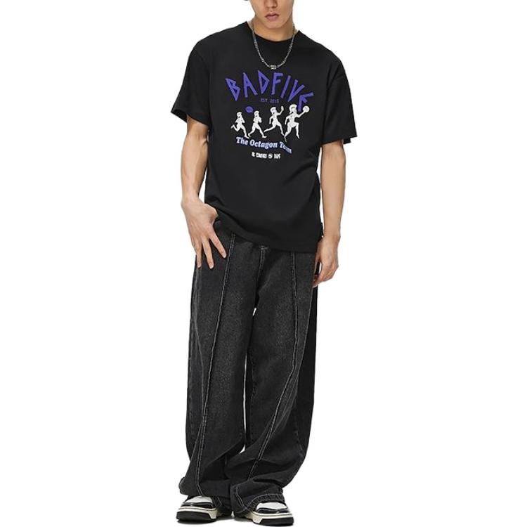 Li-Ning x Anti-Wu BADFIVE Casual Graphic Print Tee 'Black Purple' AHST301-2 - 3