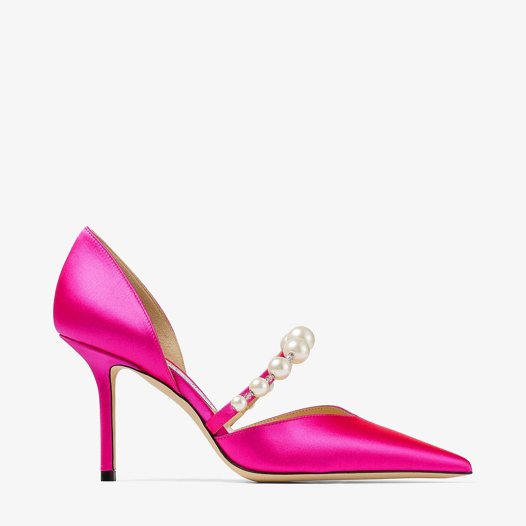 Aurelie 85
Fuchsia Satin Pumps with Pearl Embellishment - 1