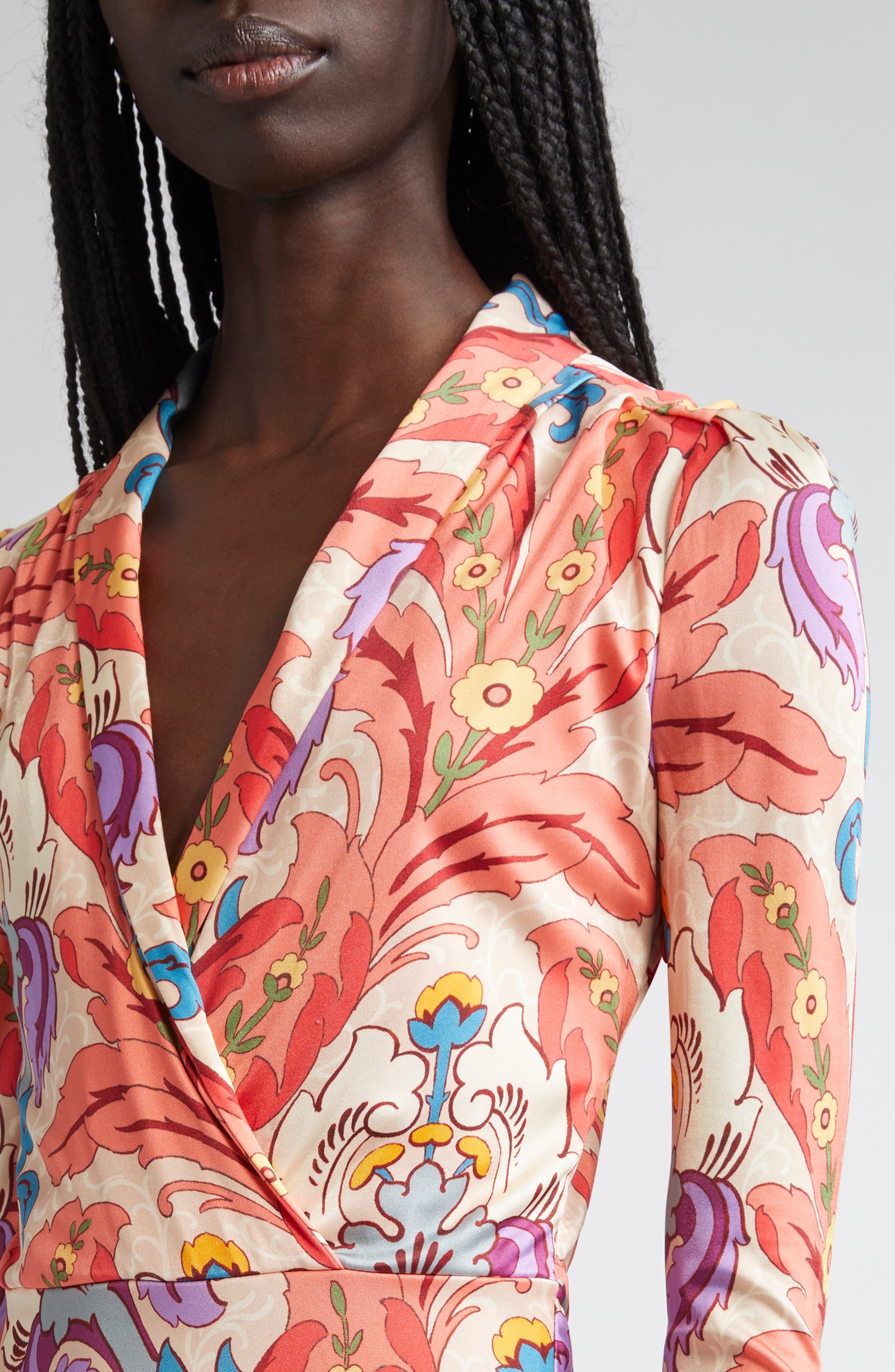 Etro Paisley Print Long Sleeve Jersey Midi Dress in Stampa F.do Rosa at Nordstrom - 5