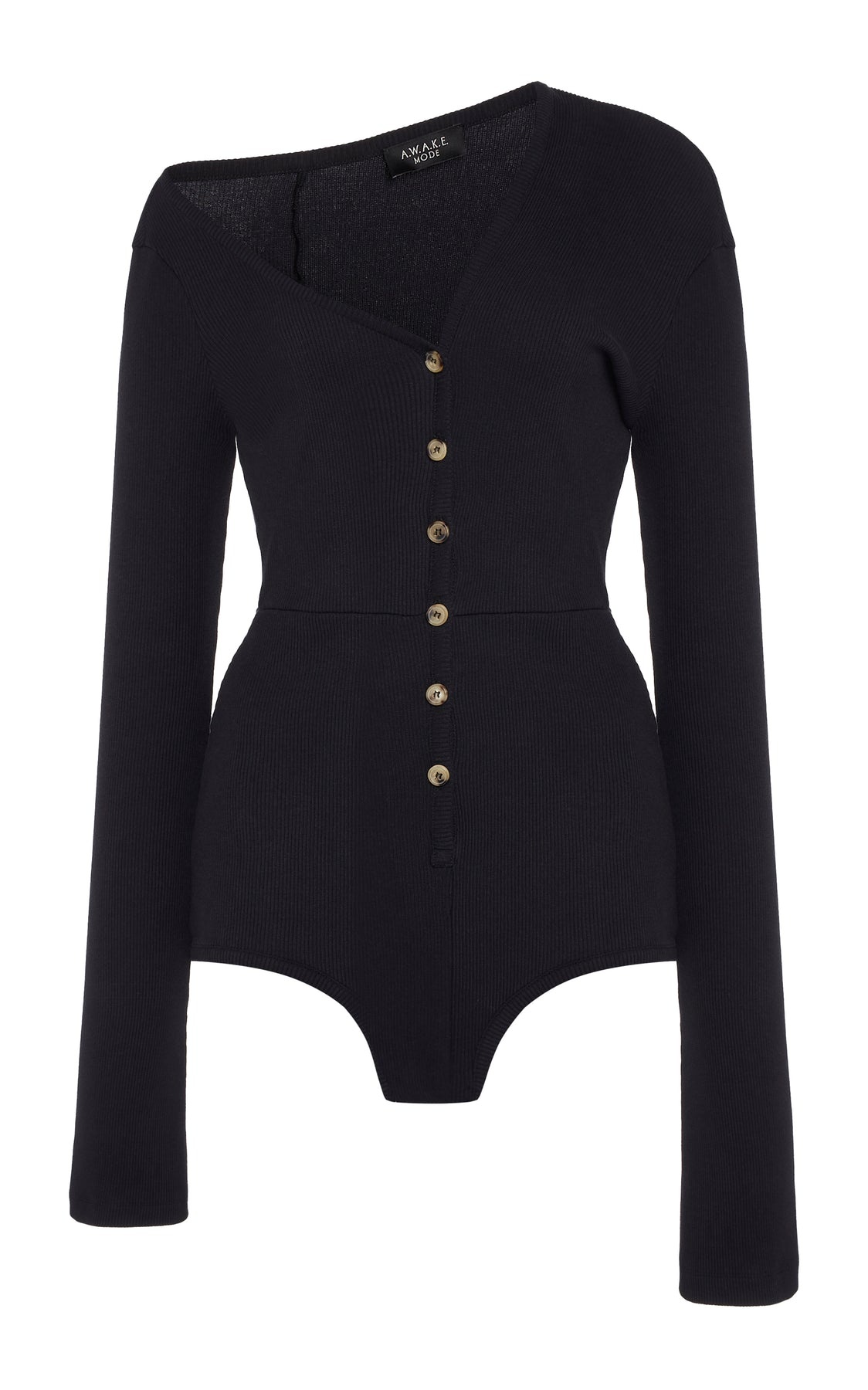 BODYSUIT WITH ASYMMETRIC COLLAR BLACK - 8