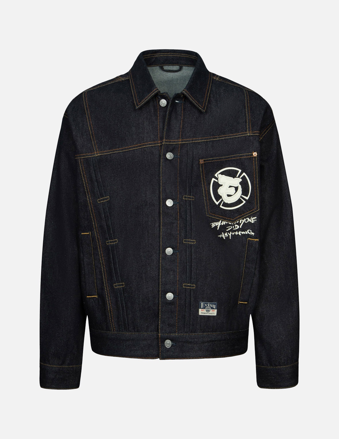 NINJA GODHEAD PRINT LOOSE FIT DECONSTRUCTIVE DENIM JACKET - 2