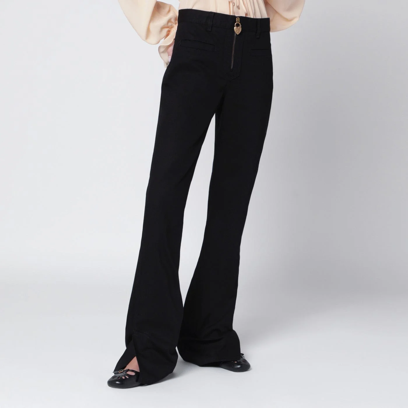 Black slim jeans with charm zip - 1