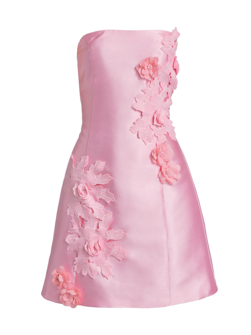 Women's Walter Floral Applique Satin Minidress - Blush 1