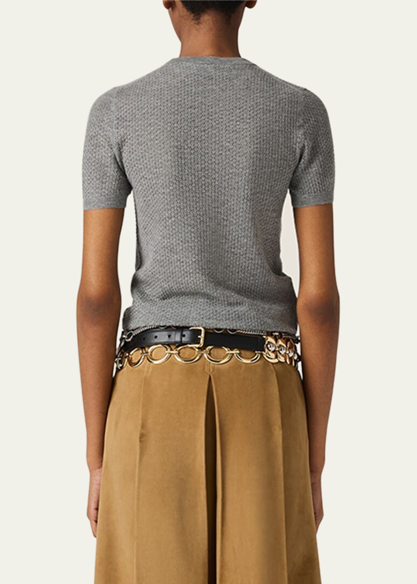 Cashmere Lacy Short-Sleeve Sweater - 3