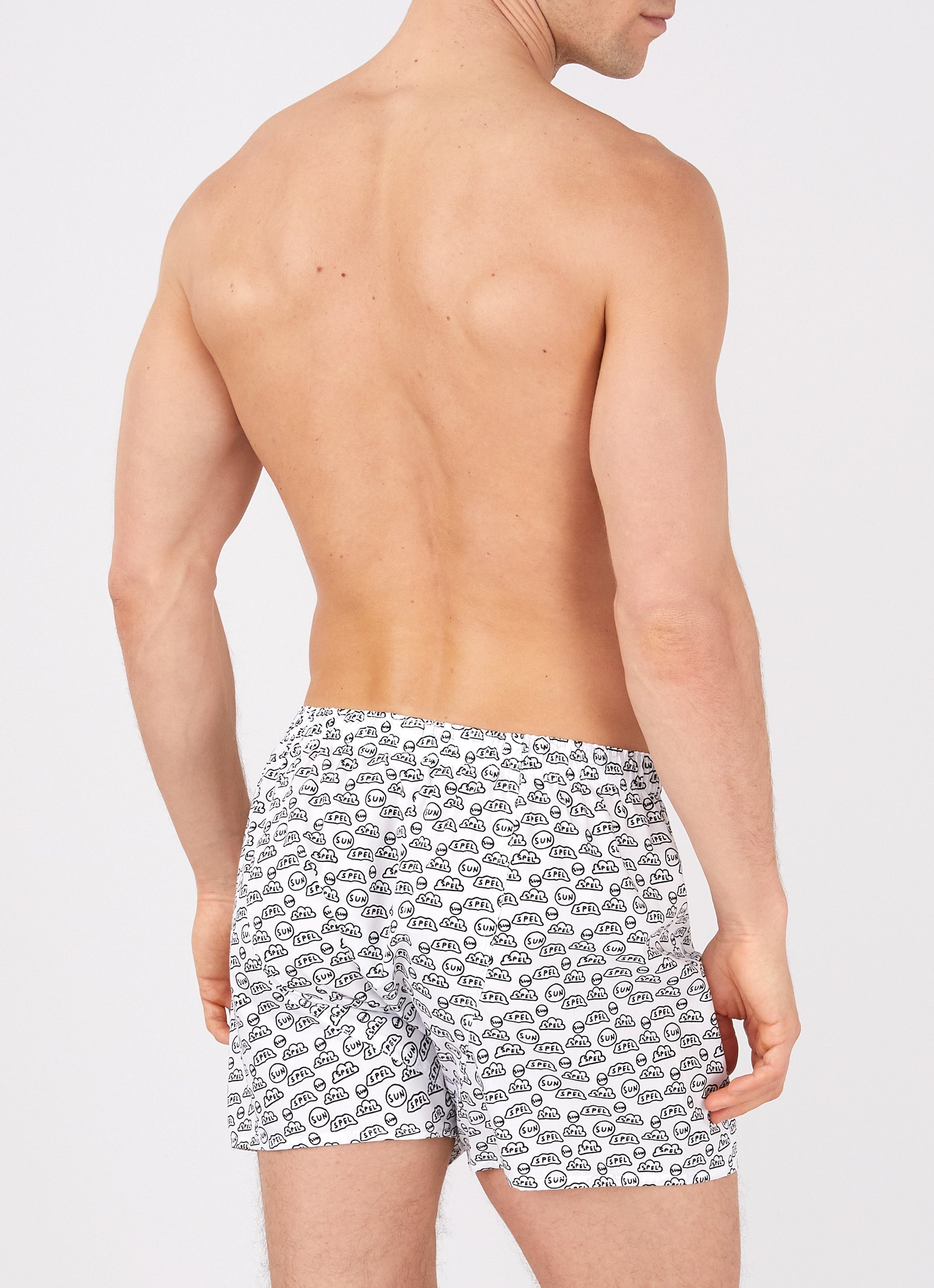 David Shrigley Boxer Shorts in Whites Ds Line Sun & Cloud - 3