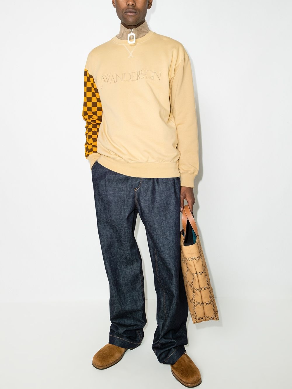 checkerboard-print logo sweatshirt - 5