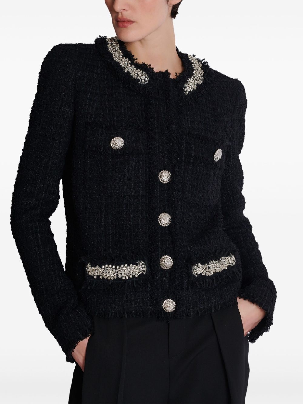 embroidered tweed jacket - 6