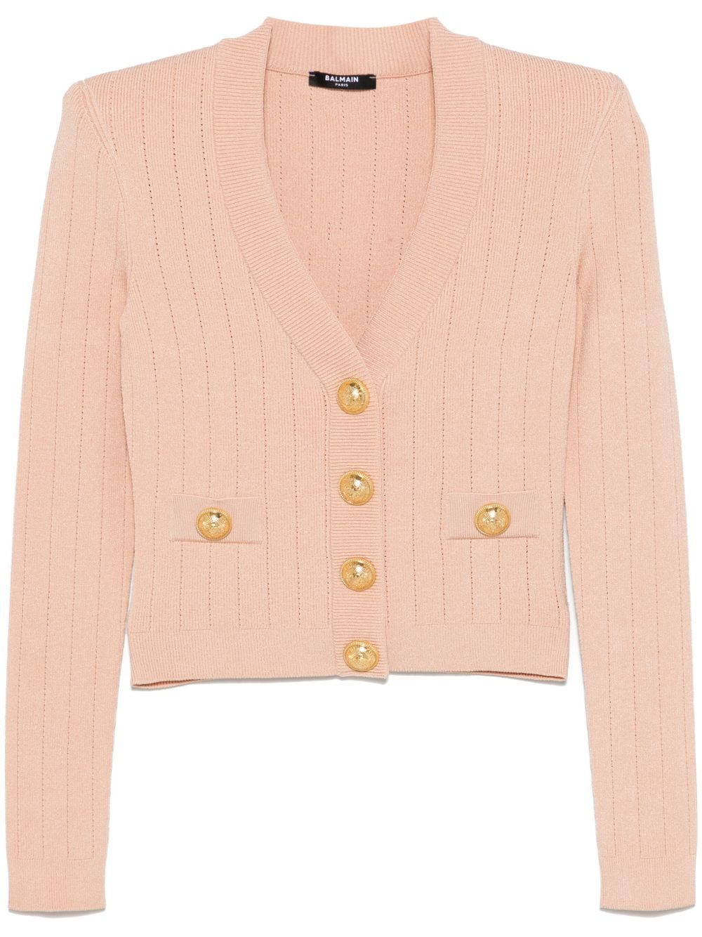 Balmain V-Neck Top with gold buttons - 1