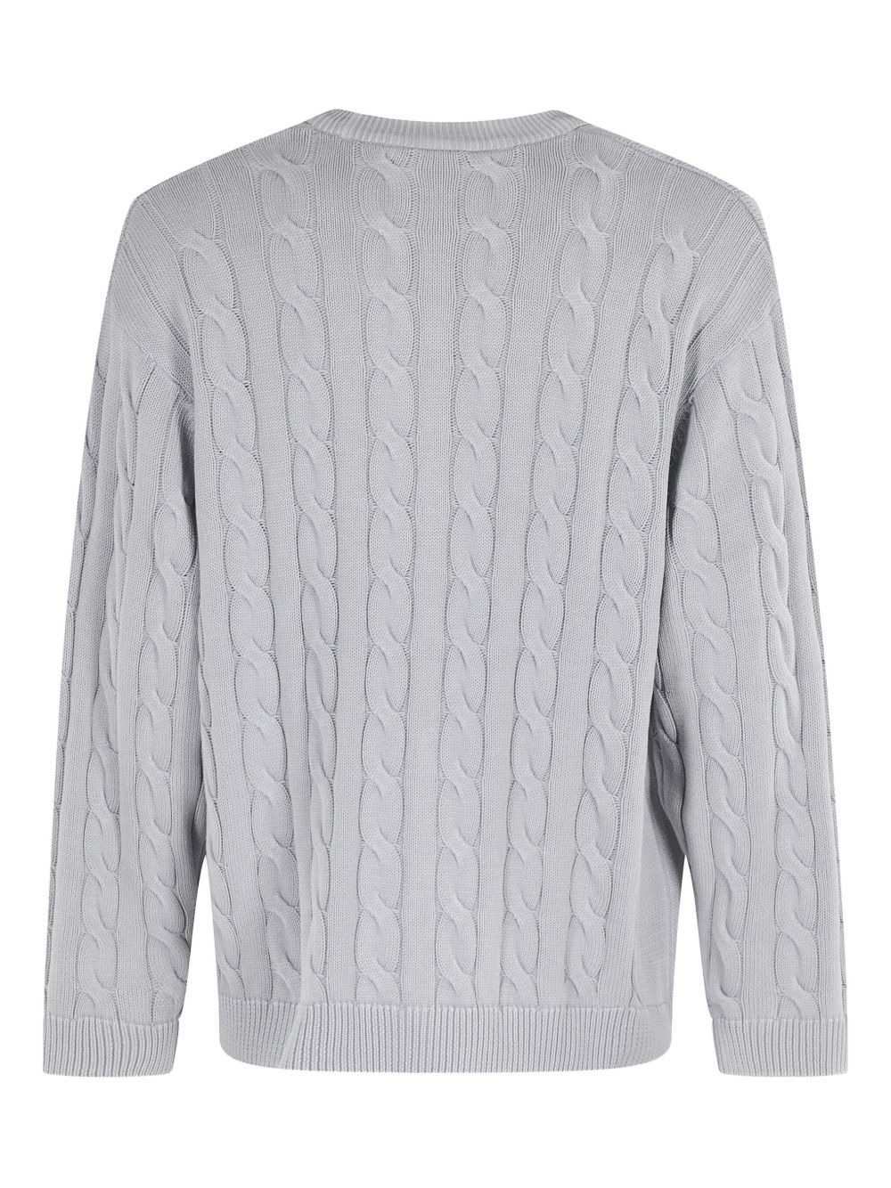 embroidered-logo cable-knit cardigan - 2
