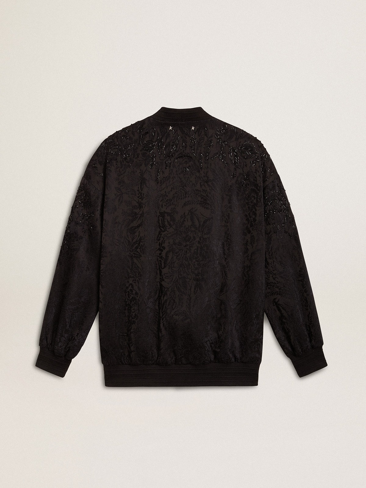 Women's black cardigan with tone-on-tone toile de jouy bead embroidery - 6