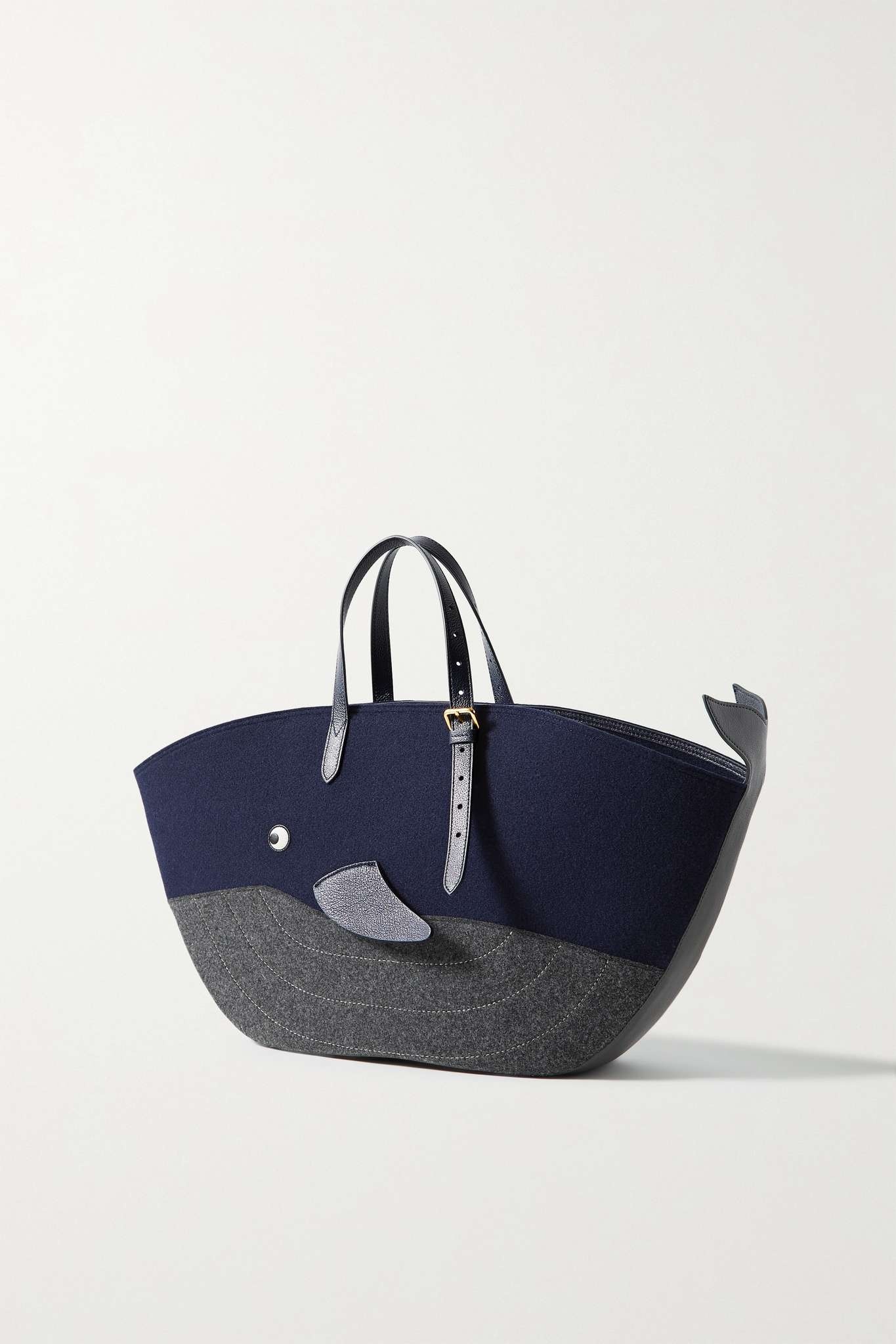 + NET SUSTAIN Whale leather-trimmed recycled wool-felt tote - 3