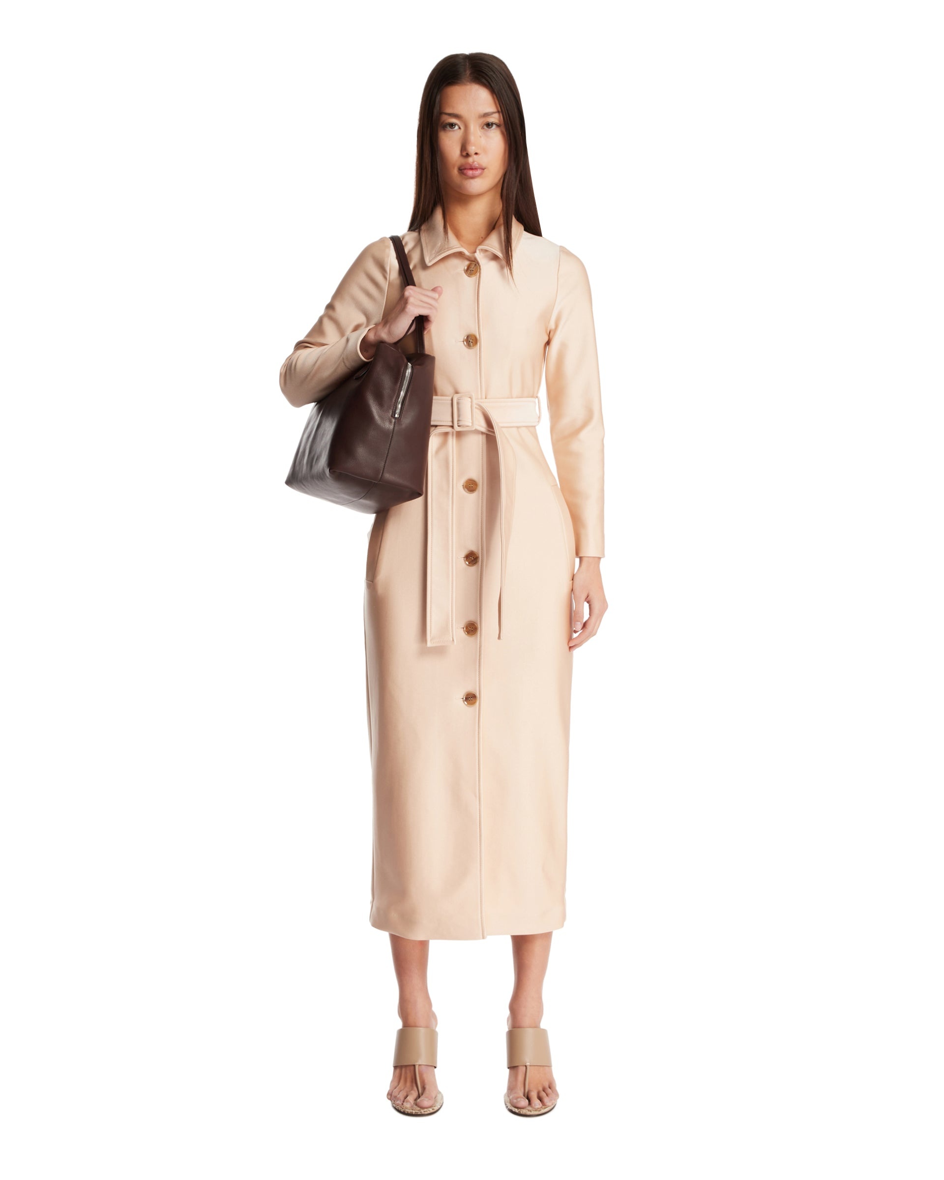 Beige Midi Trench Dress - 2