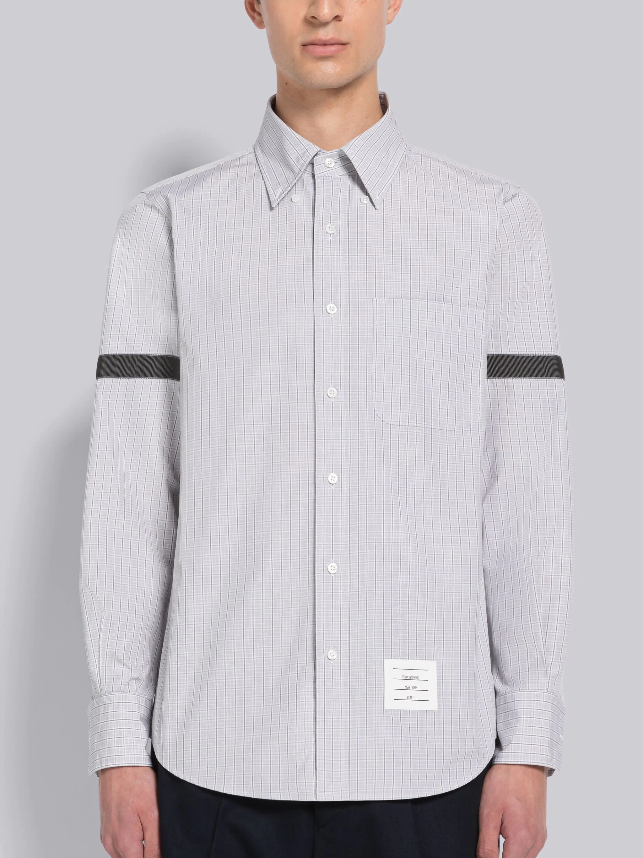 Micro Check Poplin Grosgrain Armband Straight Fit Shirt - 3