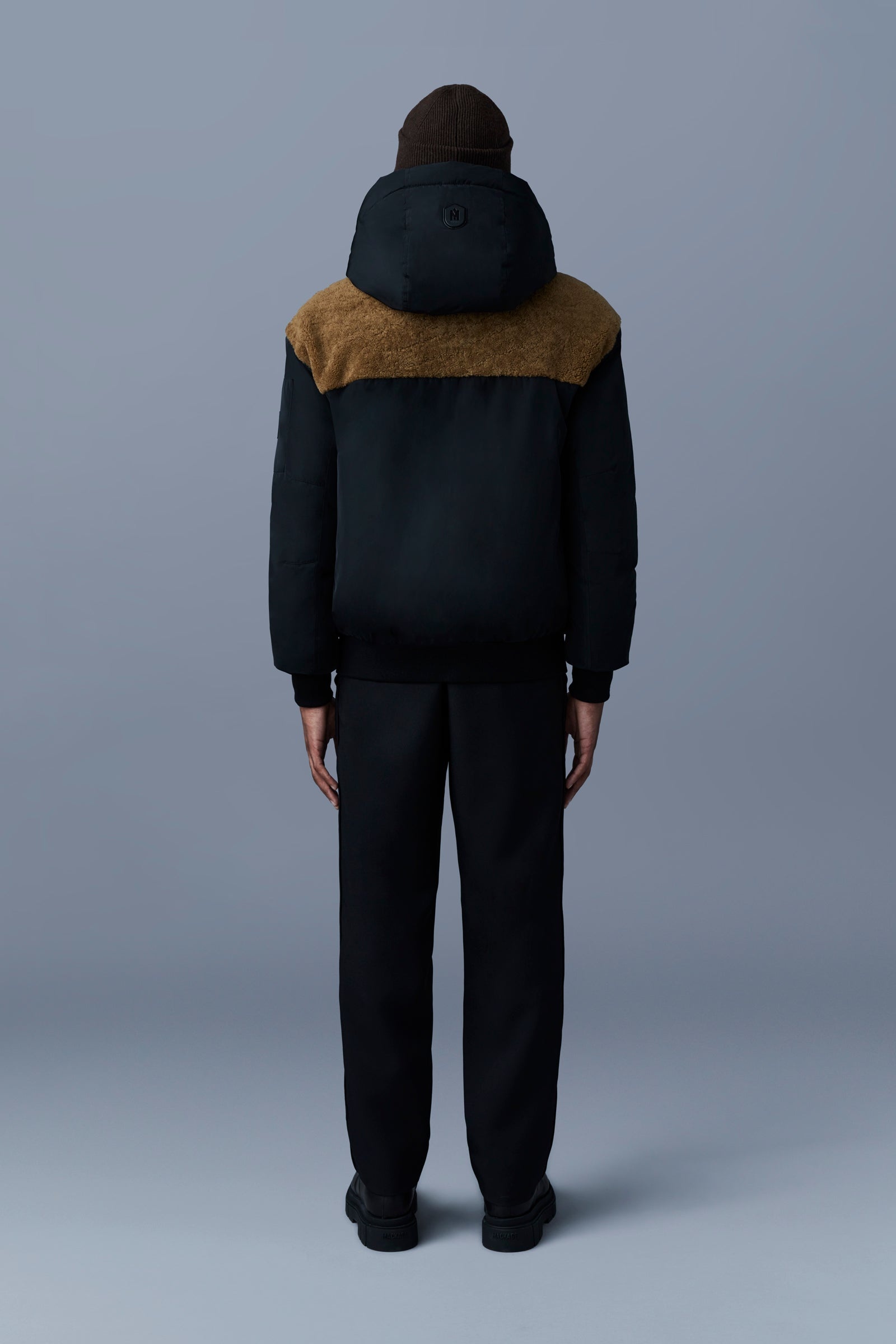 VIGGO mixed media bomber jacket with removable hood - 4