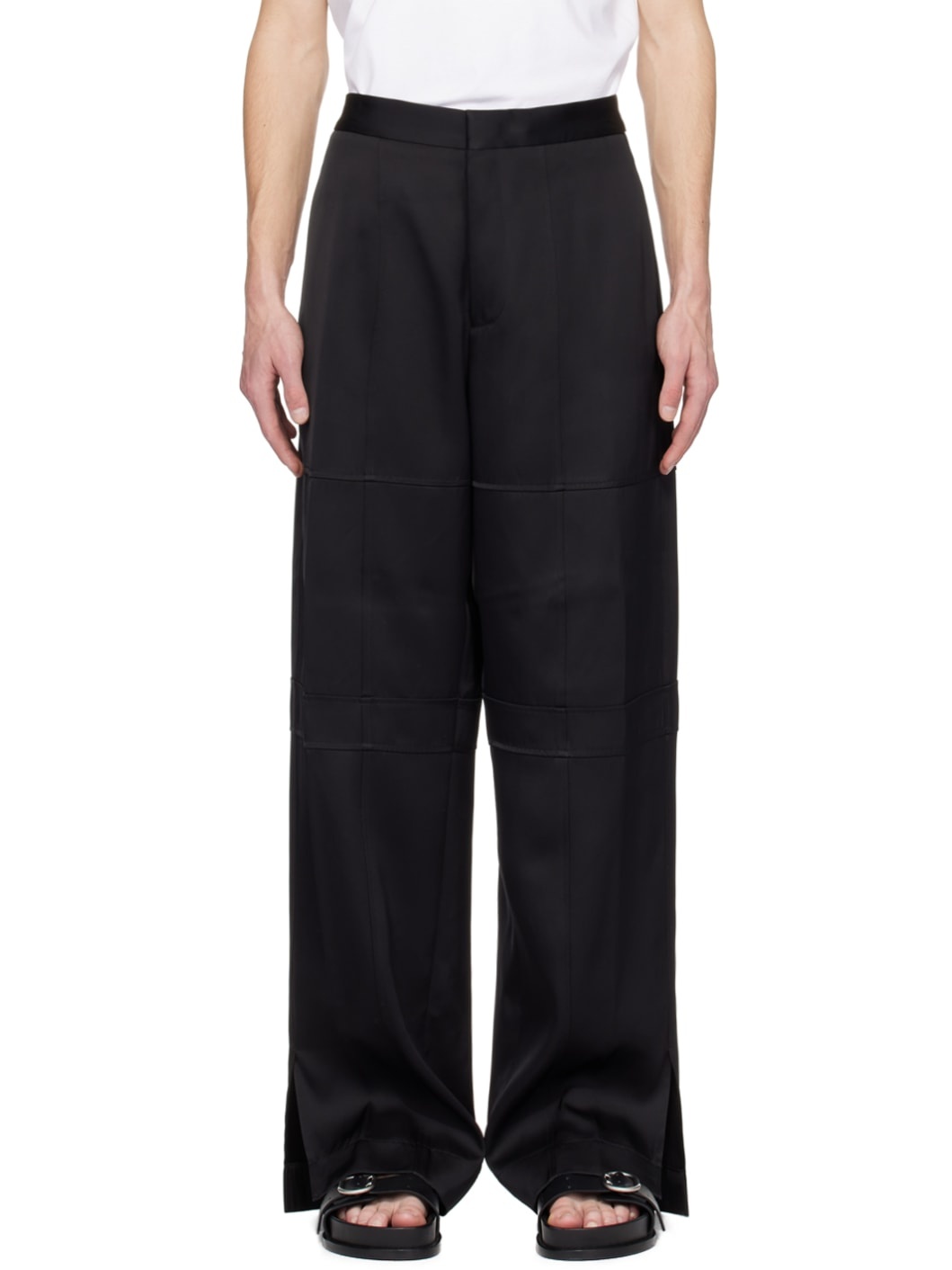 Black Paneled Trousers - 1