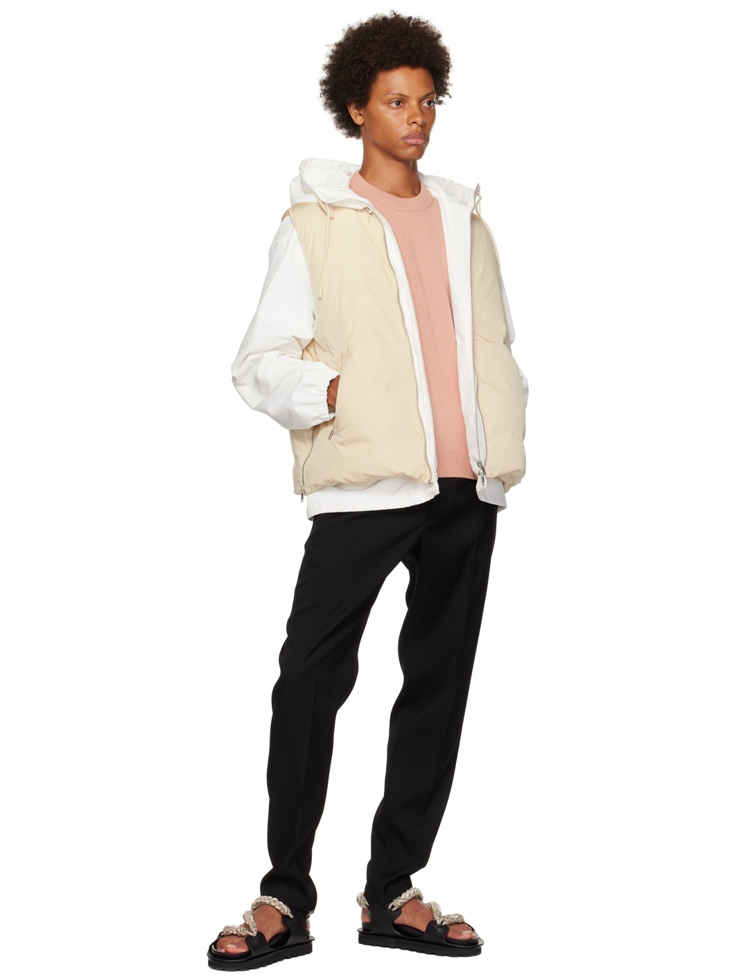 Off-White & White Jacket & Down Vest Set - 5