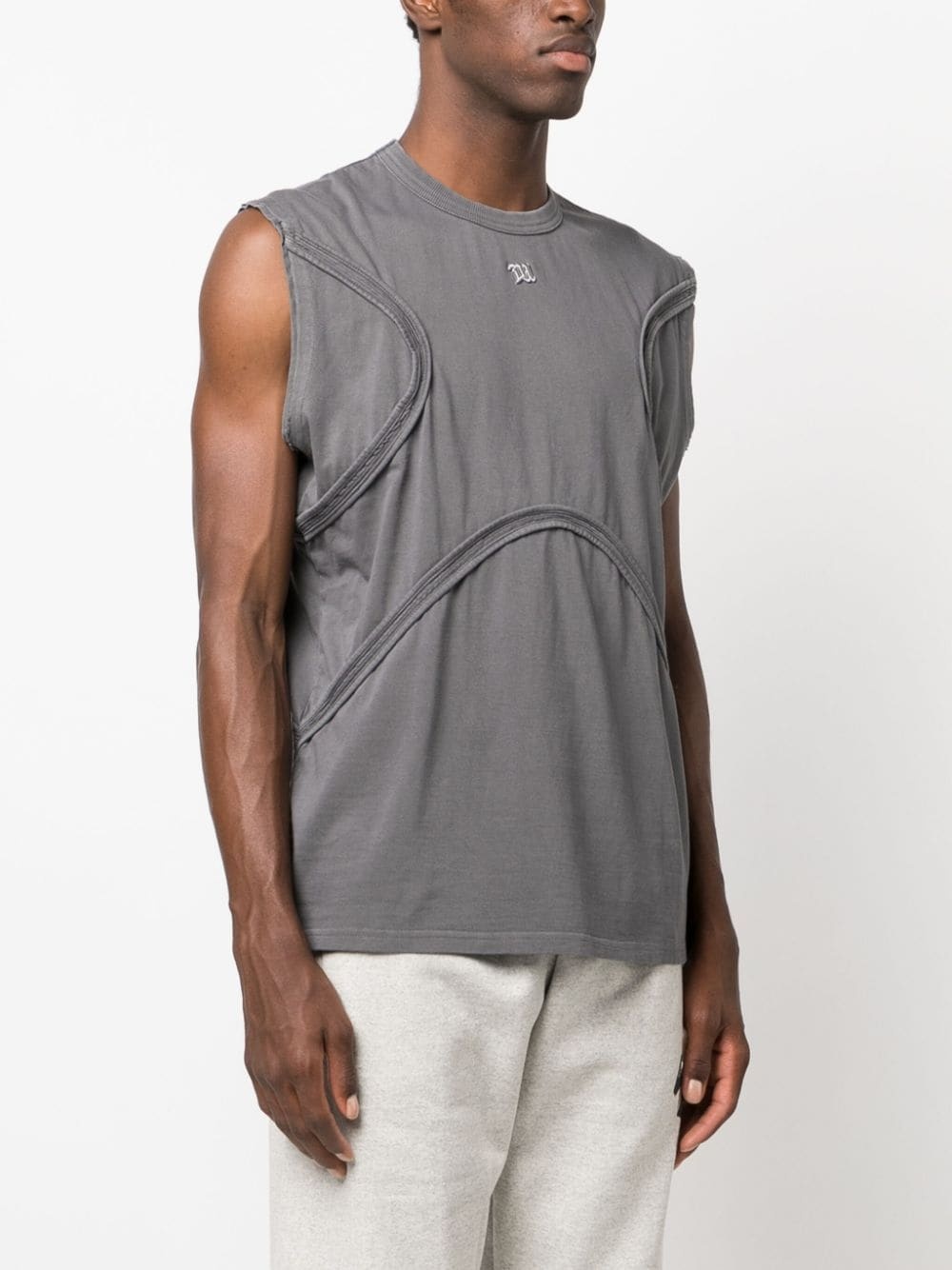 logo-patch cotton tank top - 3