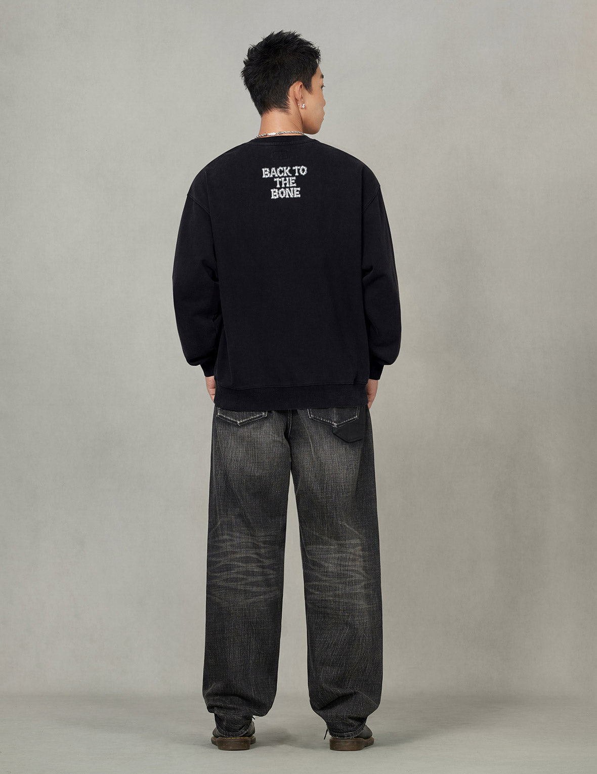 "Back to Bone" and Skull Print Fashion Fit Sweatshirt - 5
