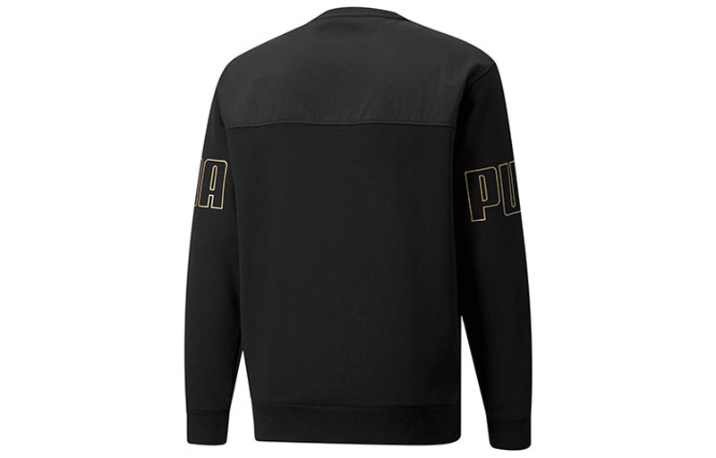 PUMA PUMA Winterized Crew Bronzing Logo Splicing Sports Round Neck Pullover Black 848256-01 outlook