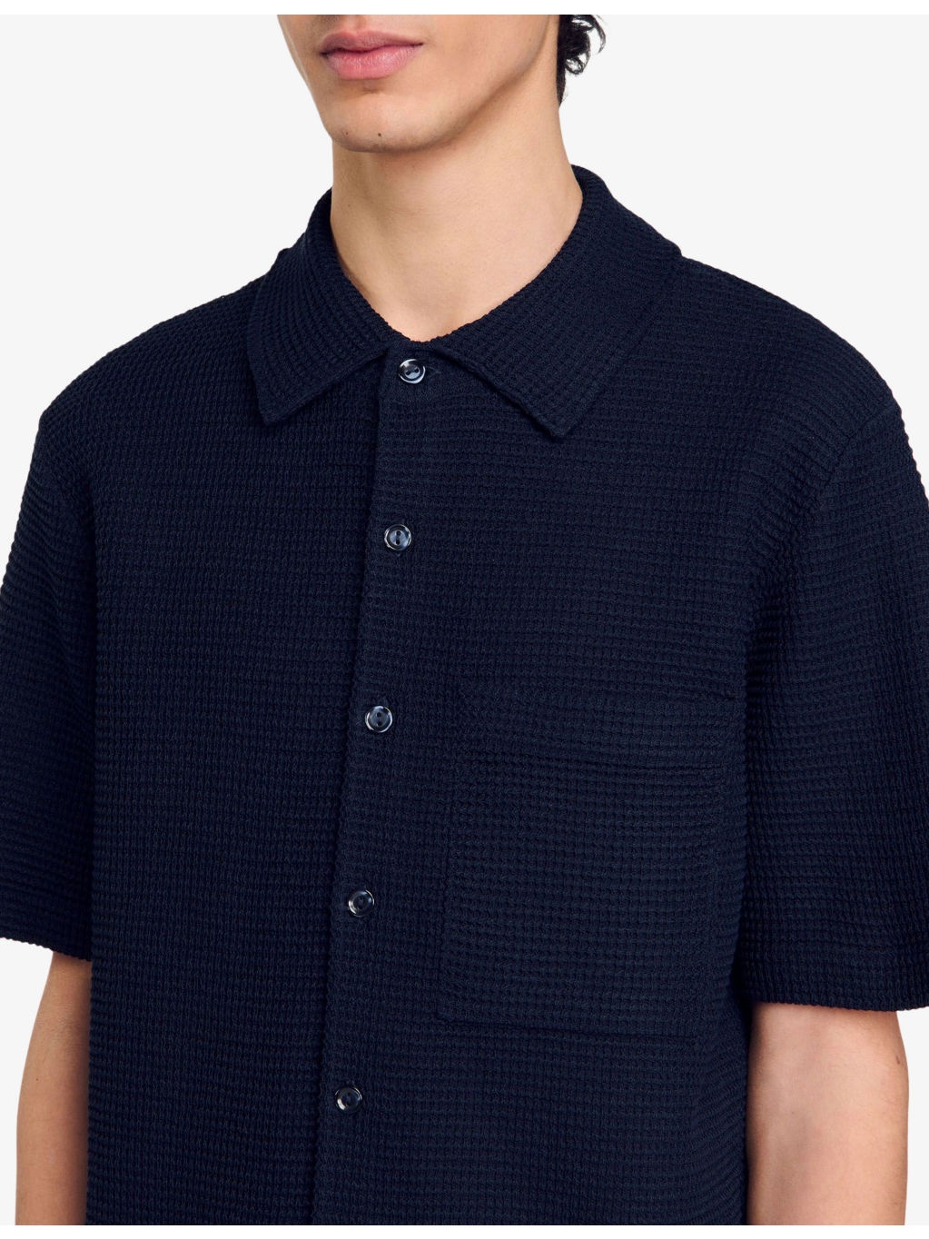 Button-Down Short-Sleeve Waffle Shirt - 5