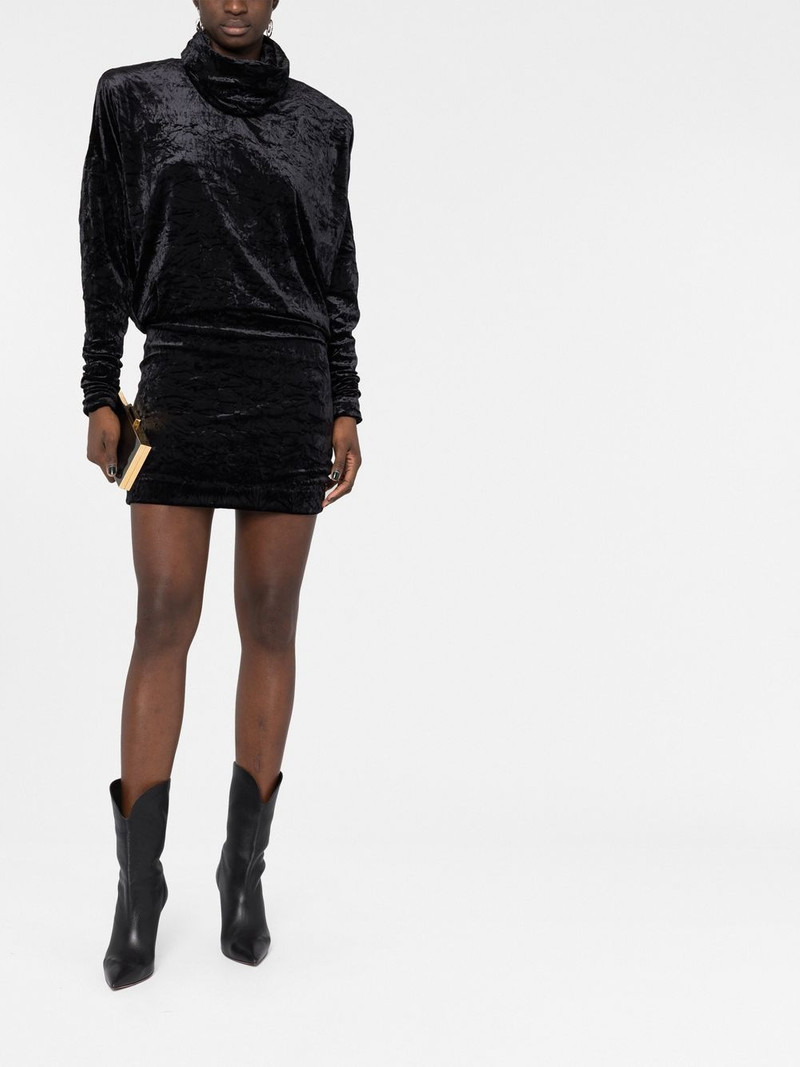SAINT LAURENT roll-neck velvet effect minidress outlook