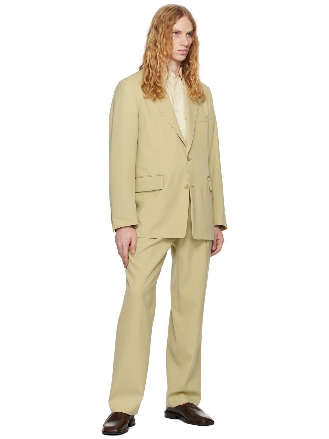 スーツ AURALEE LIGHTWOOL MAX GABARDINE TWOTUCK AURALEE Taupe Light Wool Max Gabardine Two-Tuck Trousers Auralee