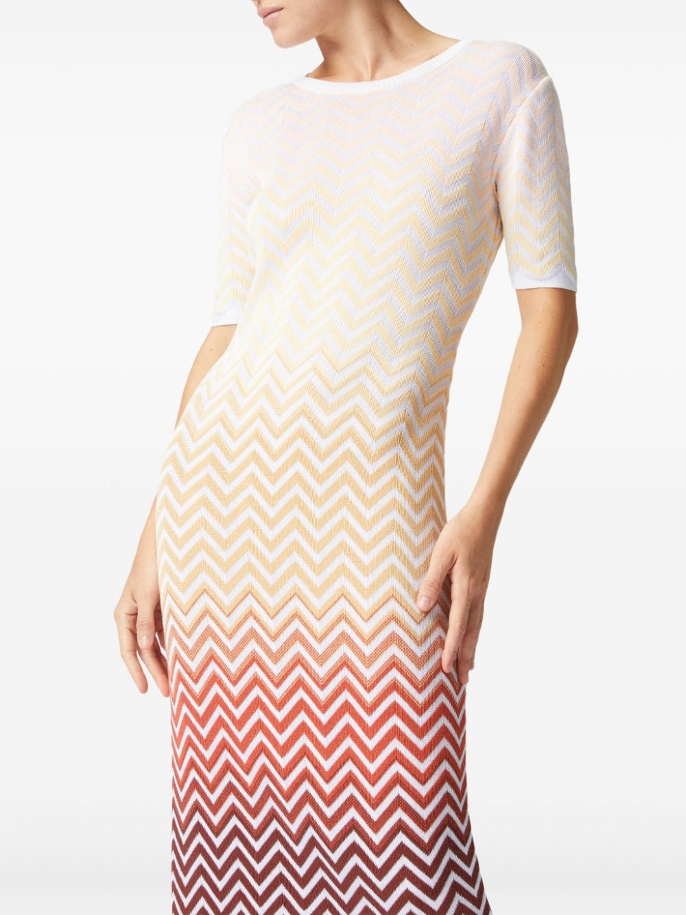 zigzag-woven midi dress - 4