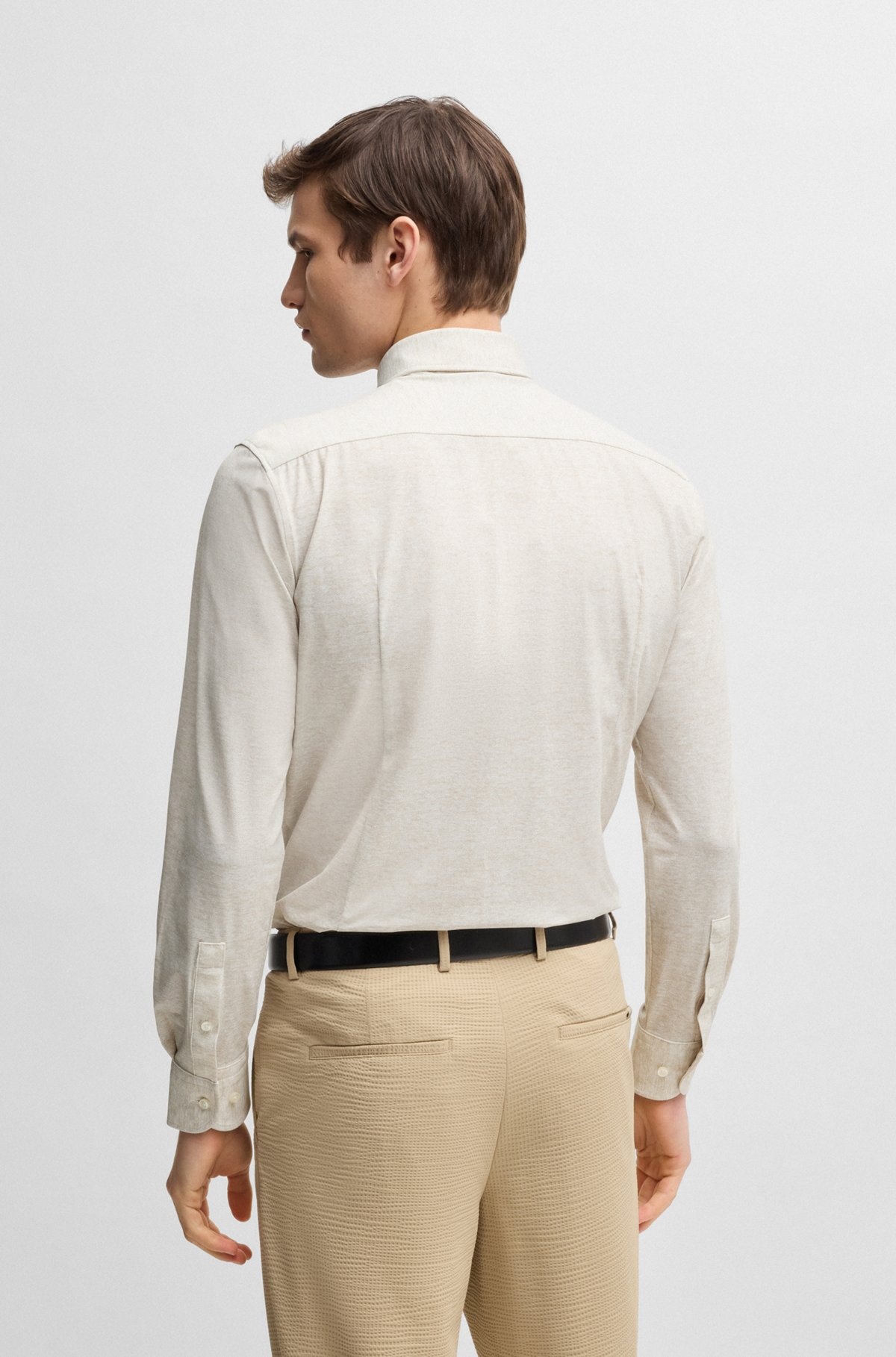 SLIM-FIT SHIRT IN PRINTED PERFORMANCE FABRIC - 5