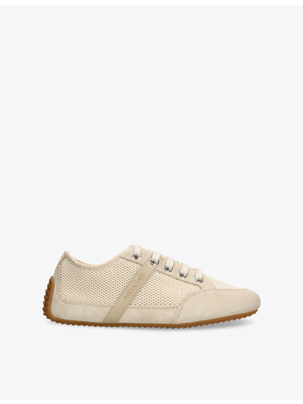 Branded Mesh and Suede Low-Top Trainers - 1