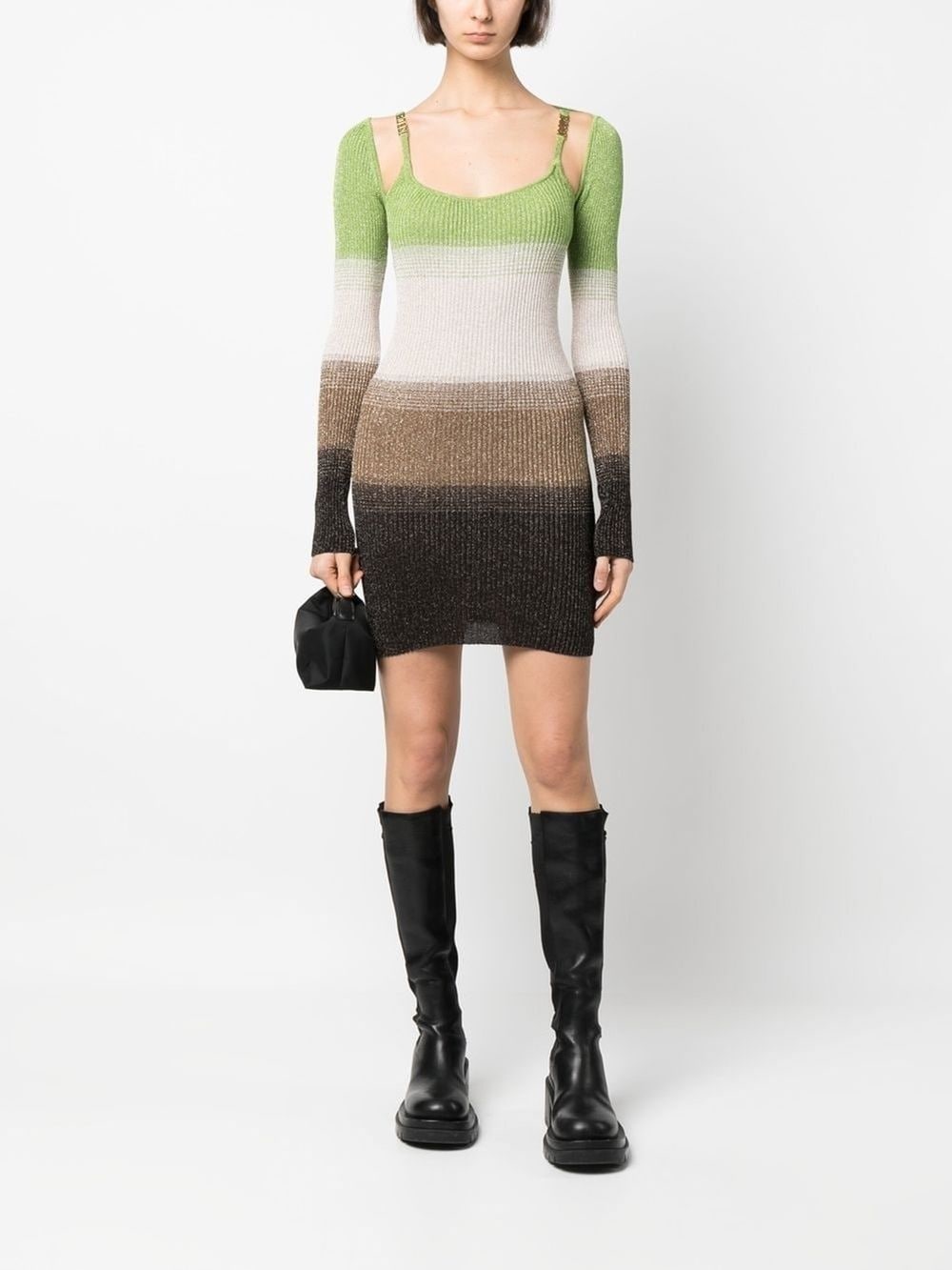 knitted striped mini dress - 2