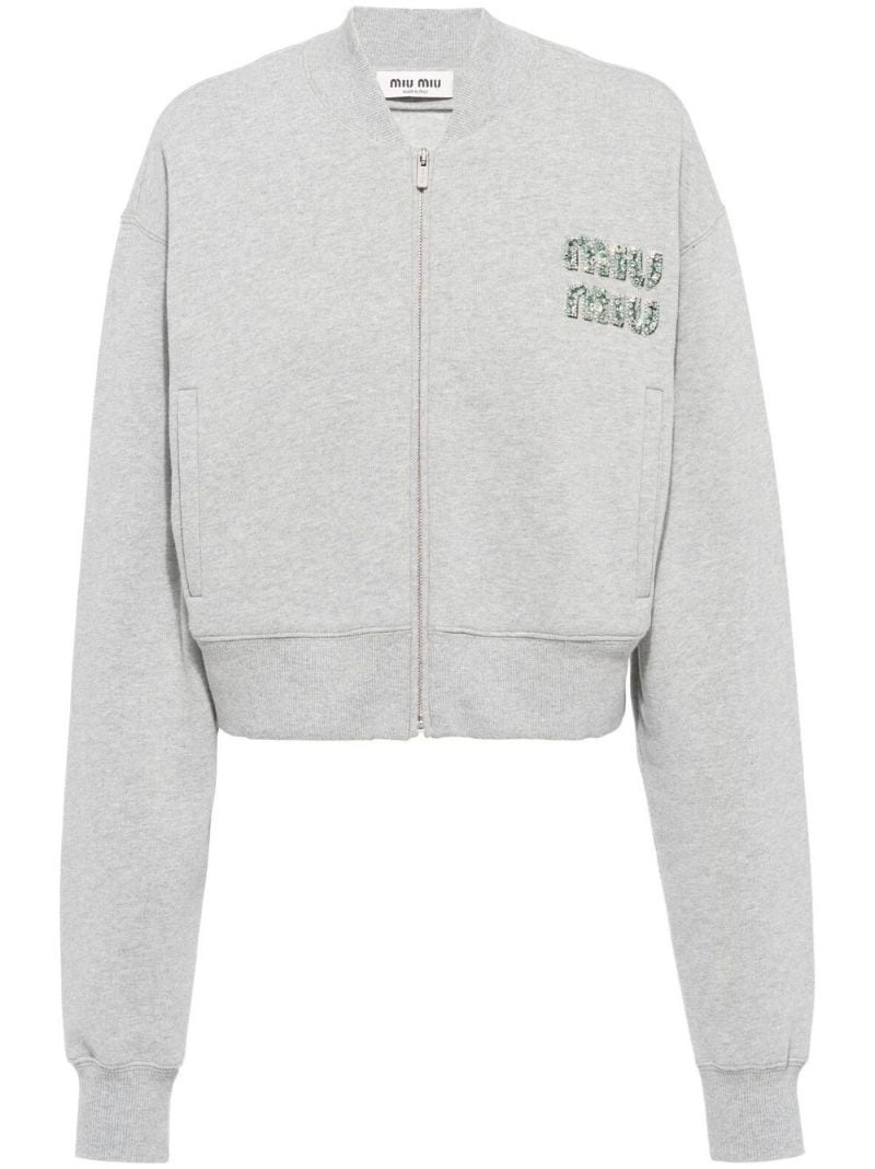 logo embellished zip-up sweatshirt - 1