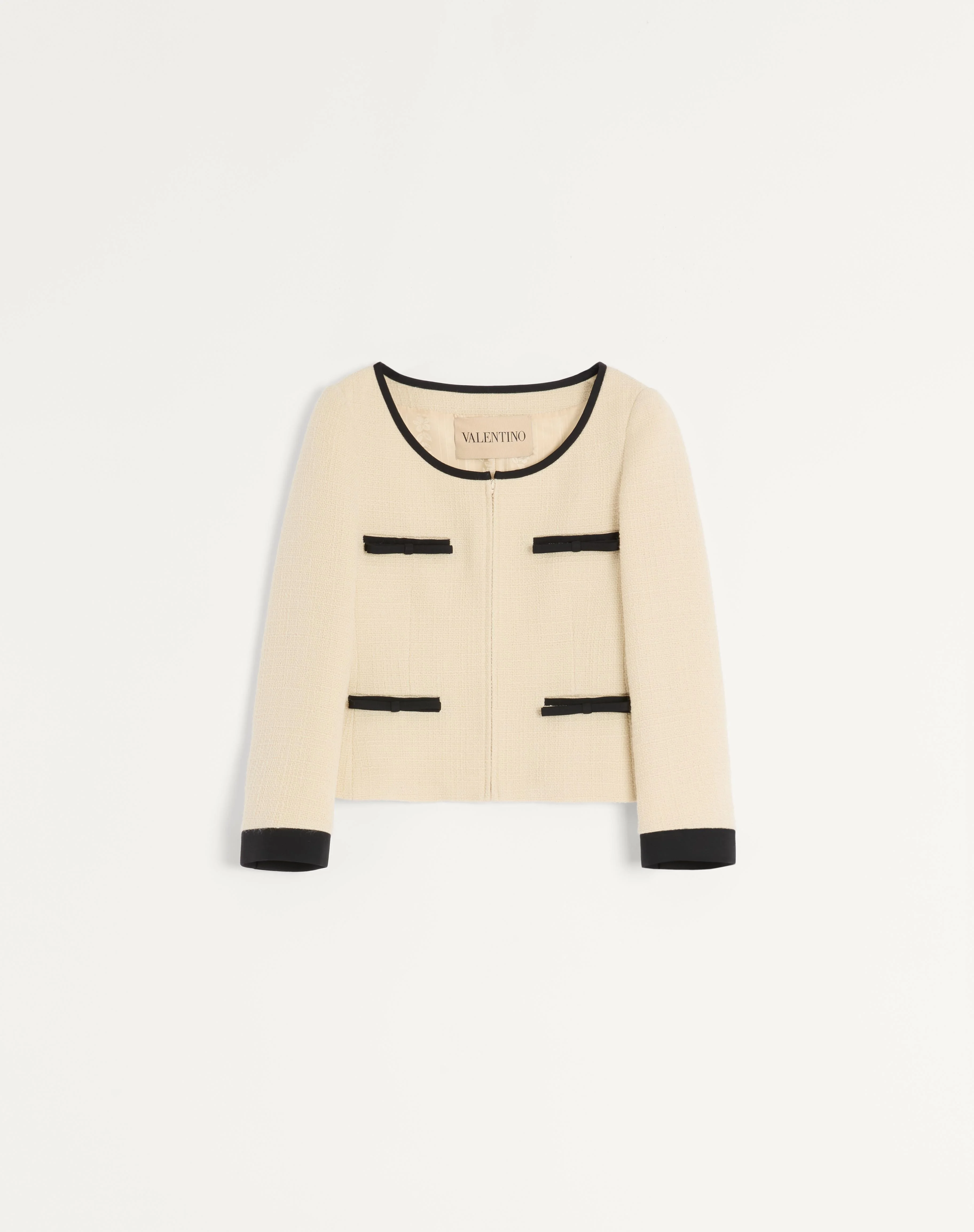 PLAIN WOOL TWEED JACKET - 1