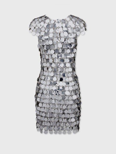 THE ICONIC SILVER SPARKLE DISCS DRESS - 6
