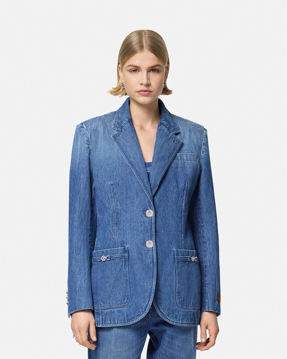 Oversized Tailored Denim Blazer - 4