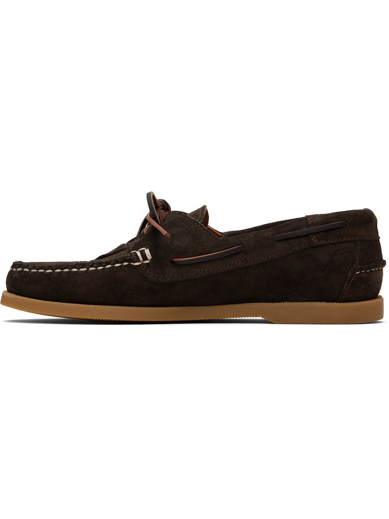 HEREU Brown Saler Nautic Suede Boat Shoes outlook