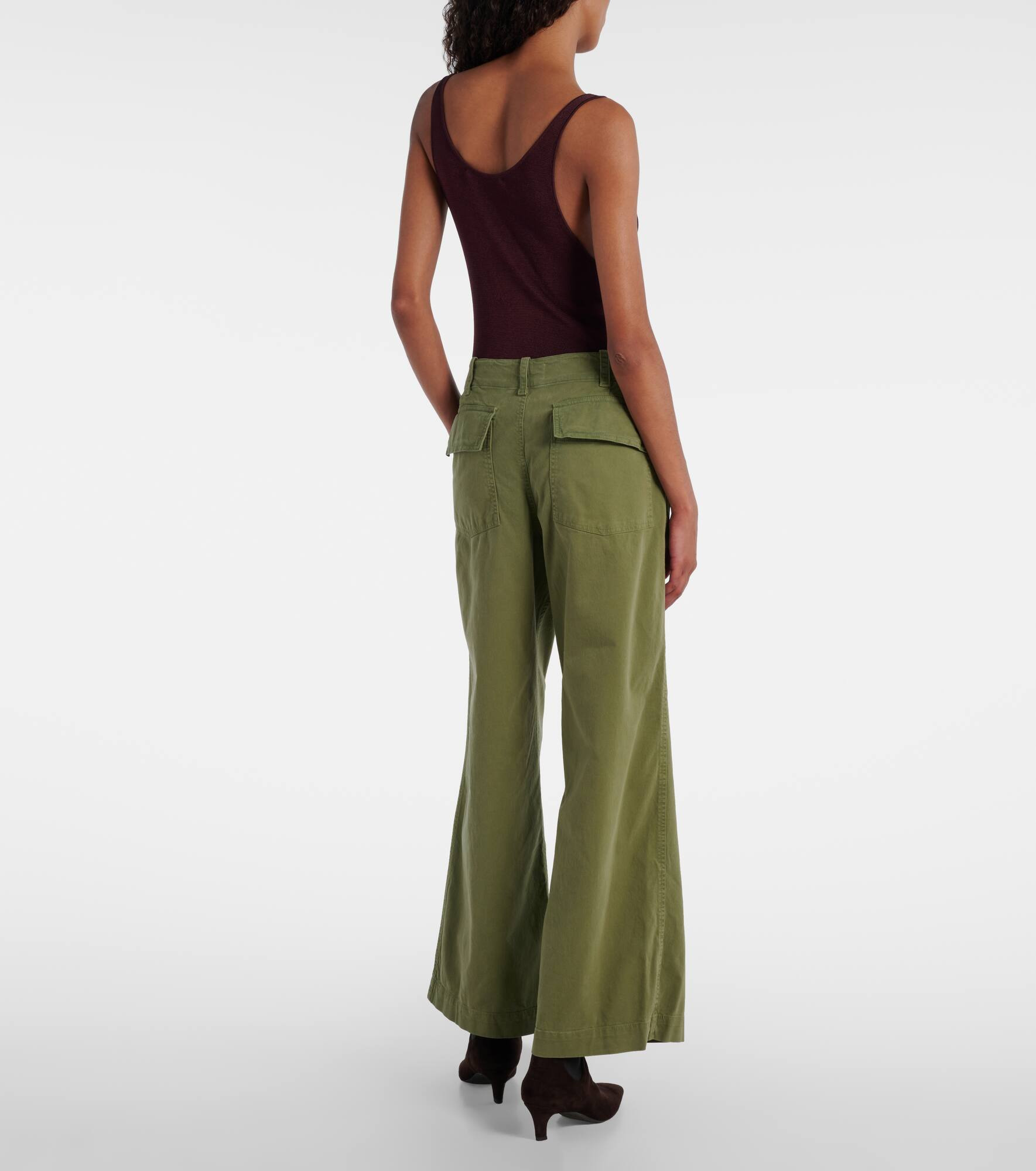 Leon mid-rise cotton twill wide-leg pants - 3