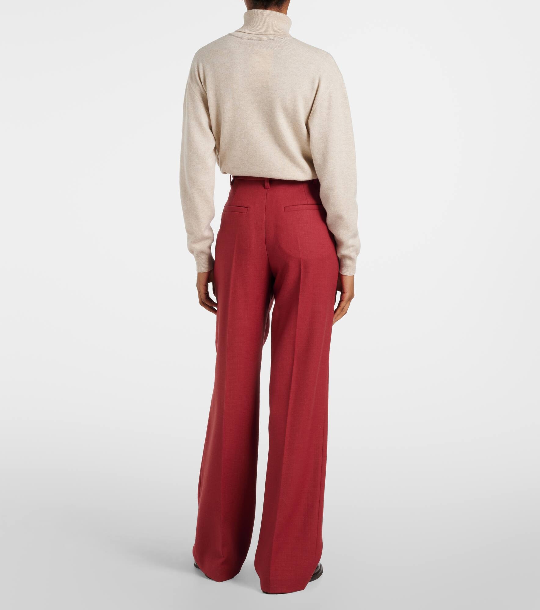 High-rise wool straight pants - 3