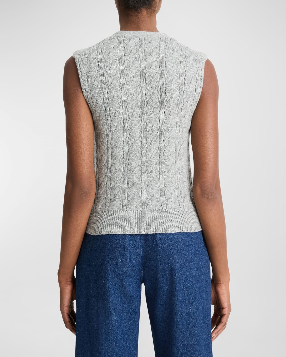 Wool and Cashmere Cable-Knit Vest - 4