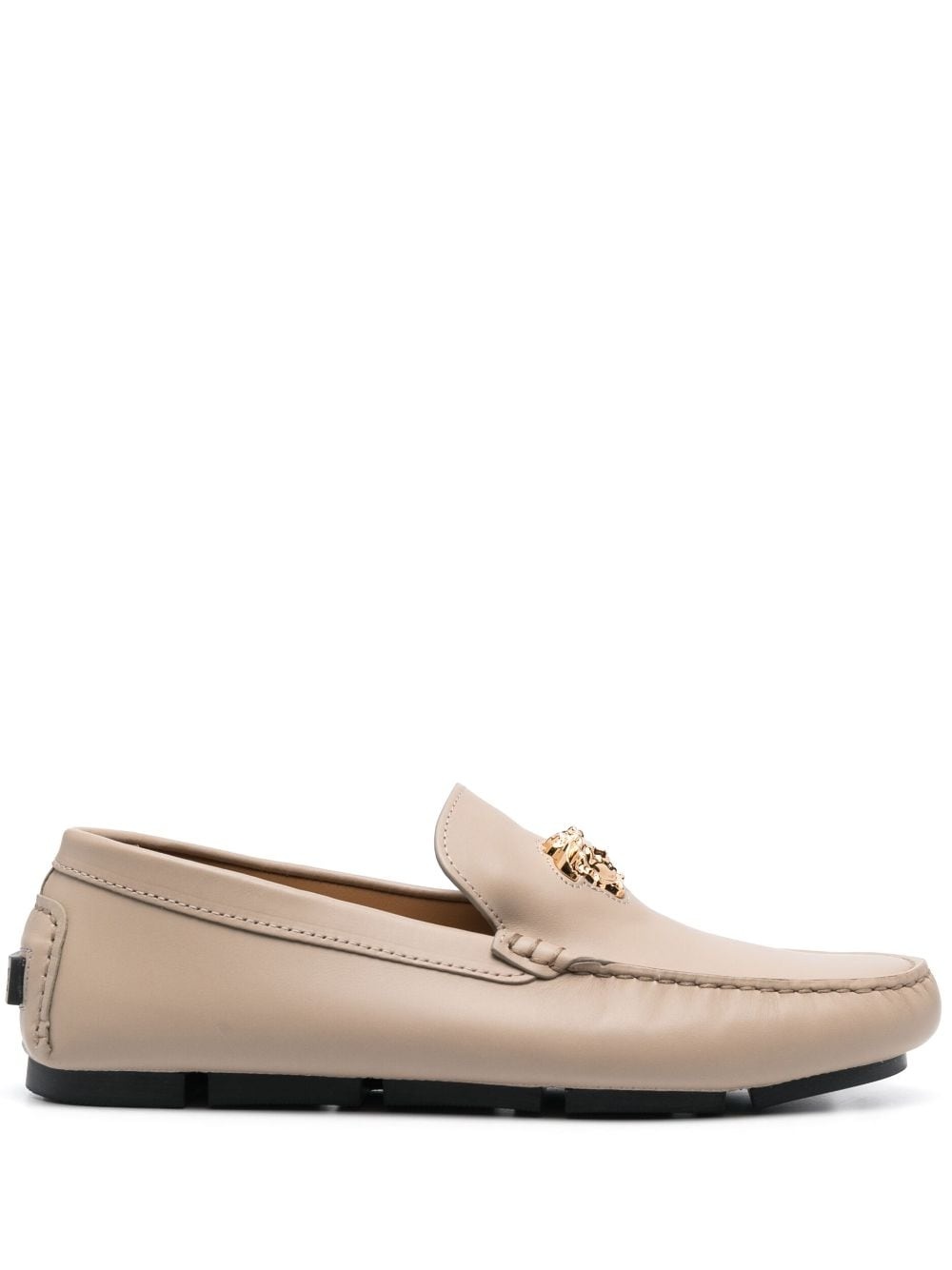 Medusa-plaque round-toe loafers - 1